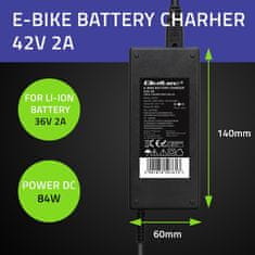 Qoltec Nabíječka baterií pro elektrokola 36V | 42V | 2A | 5,5*2,5
